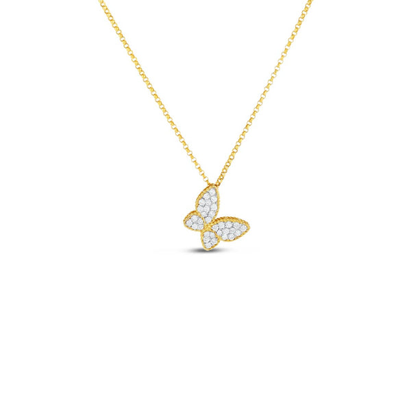 Gold Butterfly Pendant With Diamonds - 1