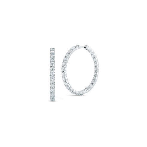 Large Inside Outside 5ct Diamond Hoop Earrings - 1