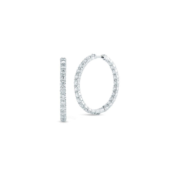 Large Inside Outside 5ct Diamond Hoop Earrings - 1