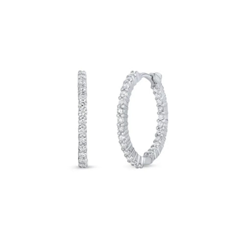 X-Small Inside Outside Diamond Hoop Earrings - 1