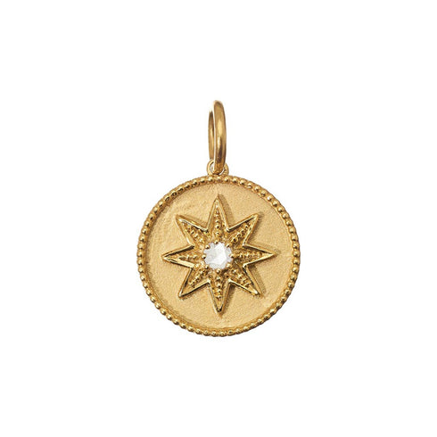 Compass Yellow Gold Charm Pendant - 1