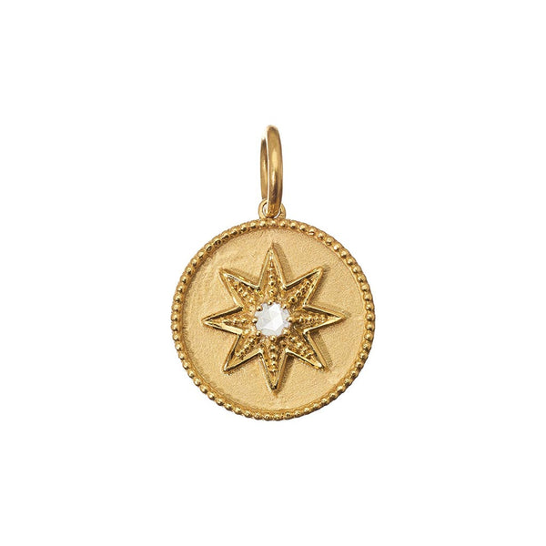Compass Yellow Gold Charm Pendant - 1