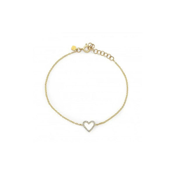 Petite Open Heart Diamond Charm Bracelet - 1