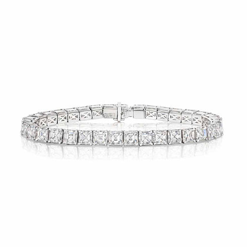 Platinum Tennis With 19.31Ct Asscher Cut Diamonds Bracelet - 1