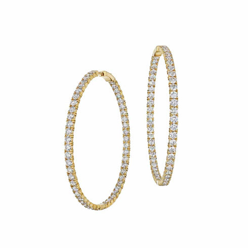 Yellow Gold In And Out Hoop With 8.38ctw Round Diamonds Earrings - 1