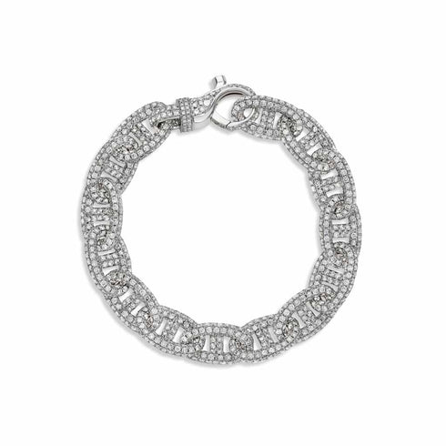 White Gold Link With 24.35ctw Pave Diamonds Bracelet - 1