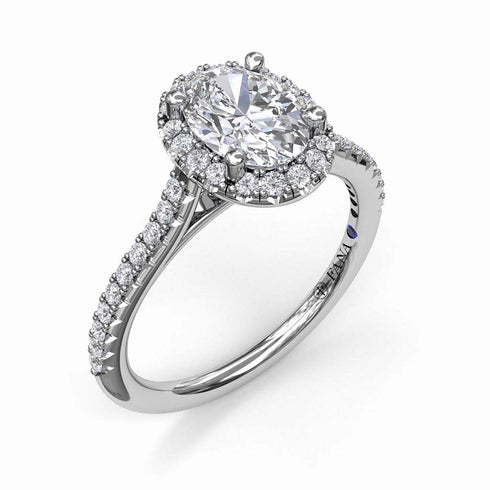 Halo Cathedral Solitaire Diamond Engagement Ring - 1