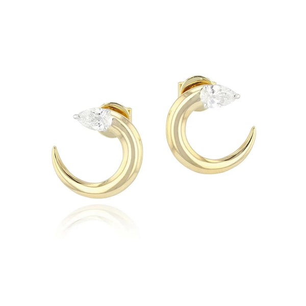 Pear Diamond Crescent Fan Earrings - 1