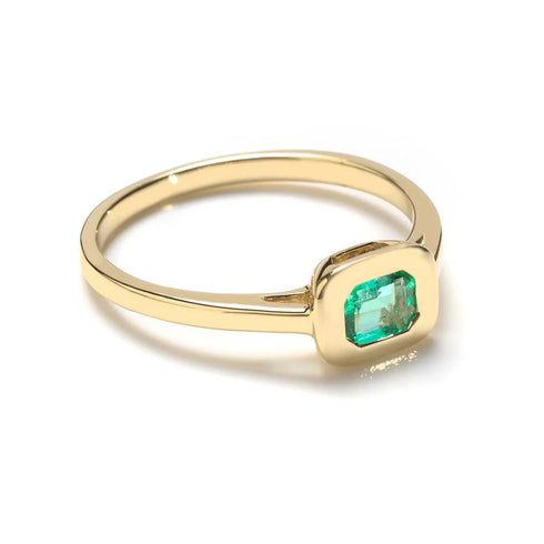 Bezeled Emerald Ring - 1