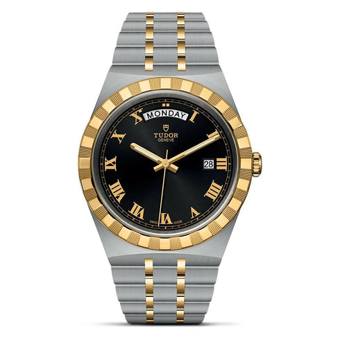 TUDOR Royal 41mm Two-Tone Day Date with Black Sunray Roman Dial Watch - 1