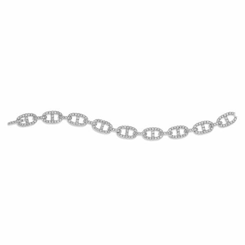 White Gold Link With 5.58ctw Pave Diamonds Bracelet - 1