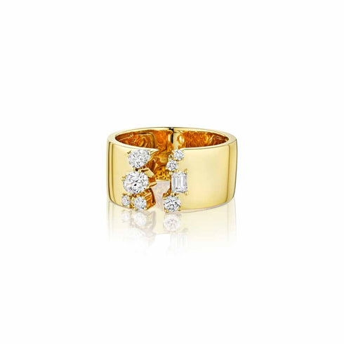 Yellow Gold Open Ring With 0.61ctw Of Multi-Shaped Diamonds Fashion Ring - 1
