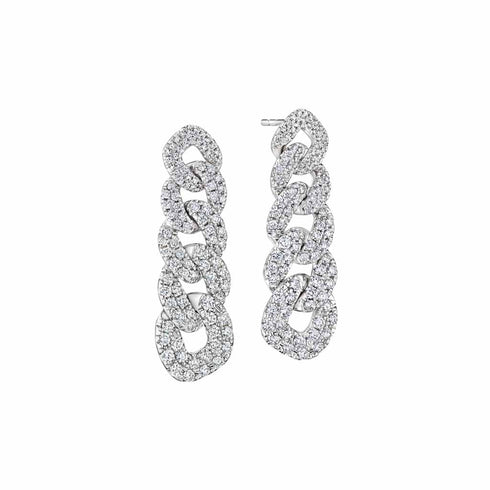 White Gold Dangle With 1.62ctw Pave Diamonds Earrings - 1