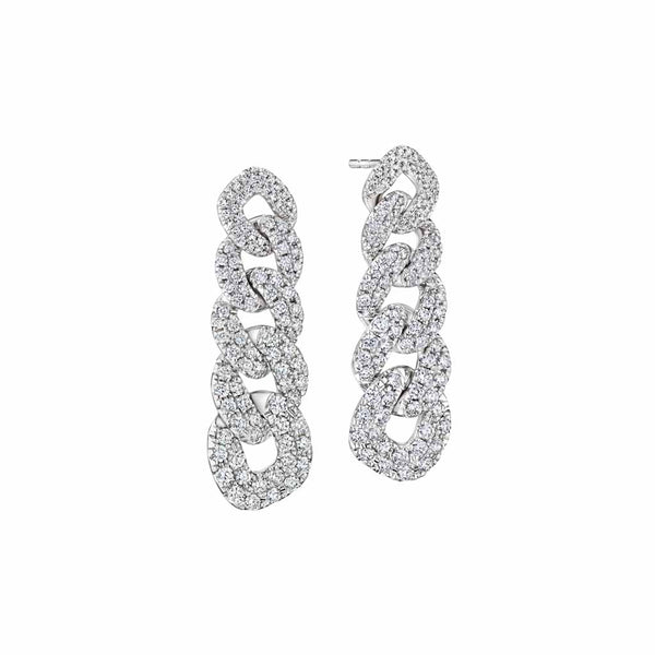 White Gold Dangle With 1.62ctw Pave Diamonds Earrings - 1