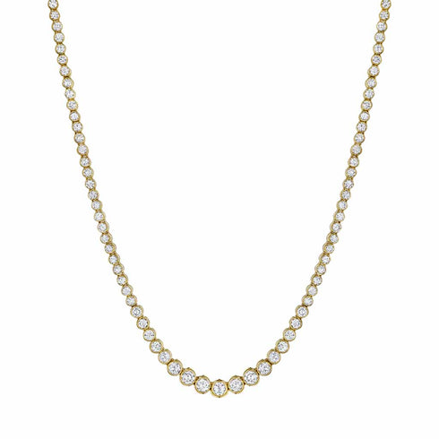 Yellow Gold Tennis With 12.50ctw Graduating Bezel Set Diamonds Necklace - 1