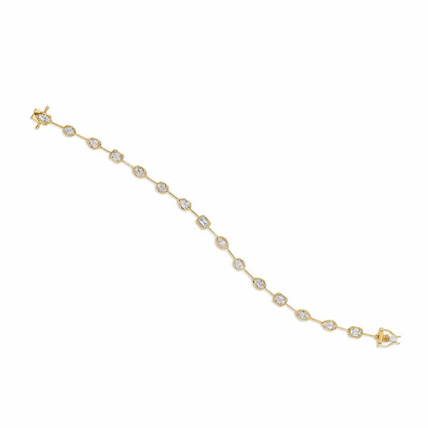 Yellow Gold Alternating Multi-Shaped Diamond Tennis Bracelet - 1
