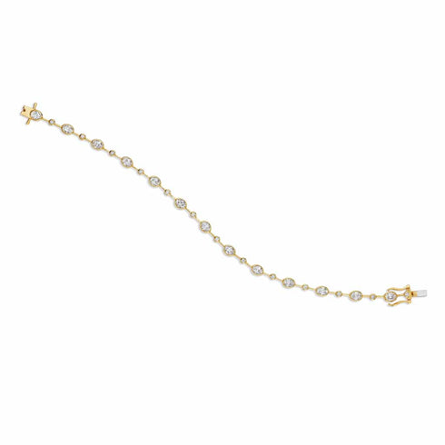 Yellow Gold Tennis With 2.18ctw Bezel Set Oval And Round Diamonds Bracelet - 1