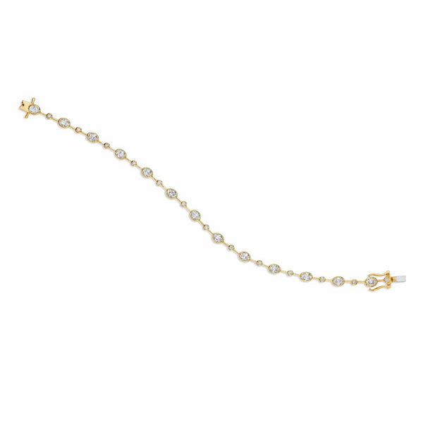 Yellow Gold Tennis With 2.18ctw Bezel Set Oval And Round Diamonds Bracelet - 1