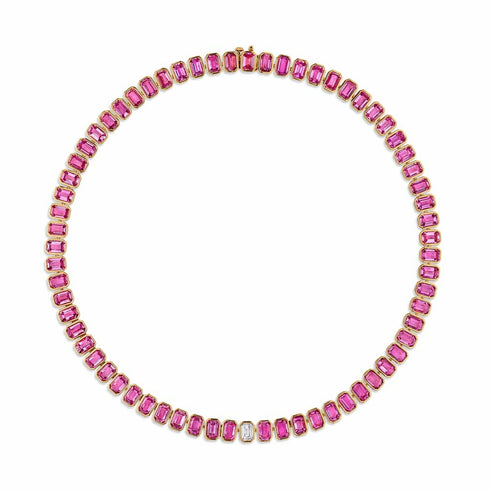 Pink Sapphire And Diamond Choker Necklace - 1