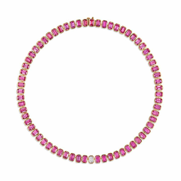 Pink Sapphire And Diamond Choker Necklace - 1