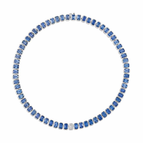 Blue Sapphire And Diamond Choker Necklace - 1