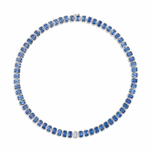 Blue Sapphire And Diamond Choker Necklace - 1