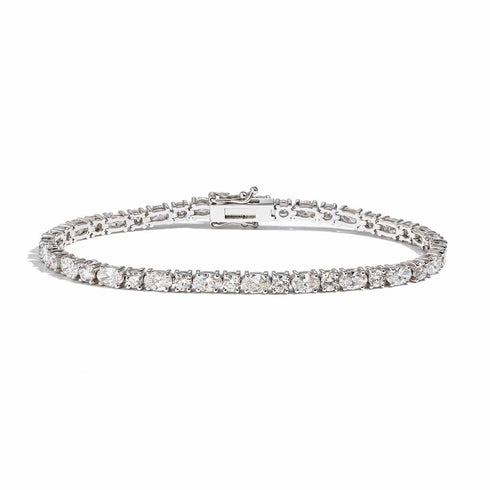 Oval and Round 4 Prong Diamond Tennis Bracelet - 1