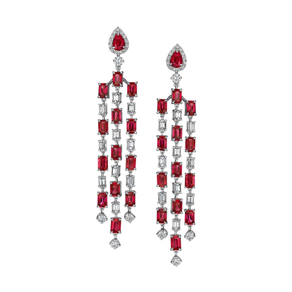 Ruby And Diamond Earrings - 1