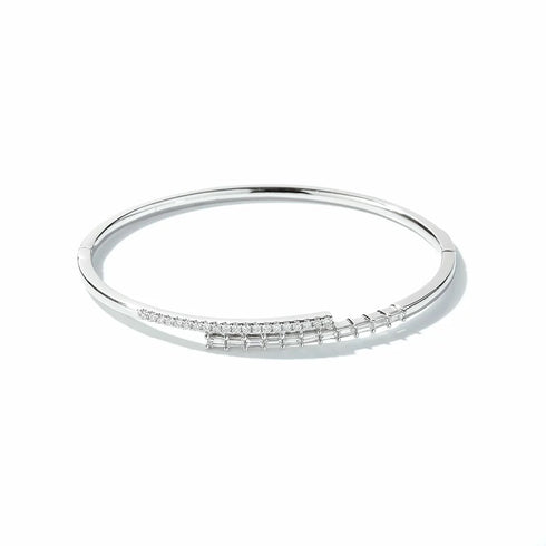 Round And Baguette Diamond Bangle - 1