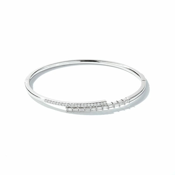 Round And Baguette Diamond Bangle - 1
