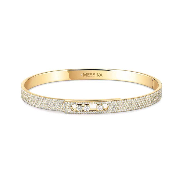 Move Noa Full Pavé Diamond Bangle Bracelet in Yellow Gold - 1