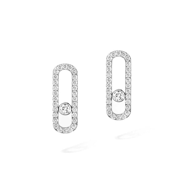 Move Uno Pavé-Set Diamond Earrings in Yellow Gold - 1
