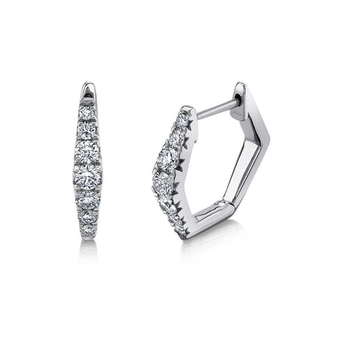 Hexigon Hoop 0.6in Diamond Earrings - 1