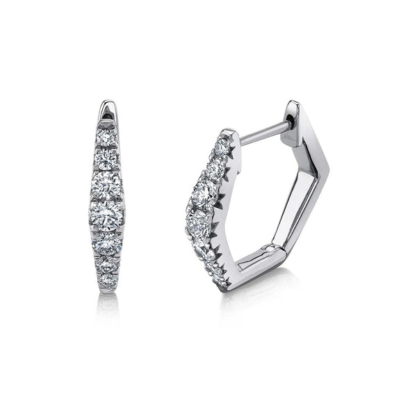 Hexigon Hoop 0.6in Diamond Earrings - 1