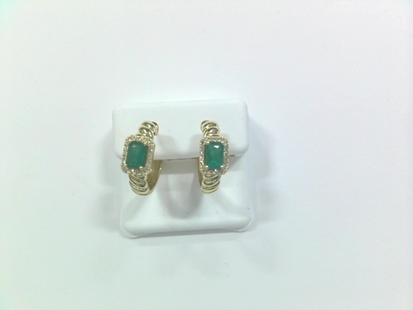 Emerald And Diamond Huggie Earrings - 1