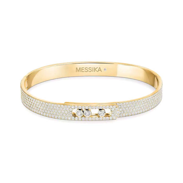 Move Noa Full Pavé Diamond Bangle Bracelet in Yellow Gold - 1