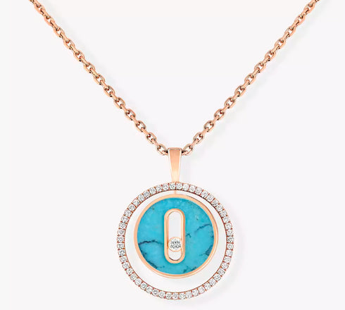 Lucky Move Diamond Necklace in Pink Gold and Turquoise - 1