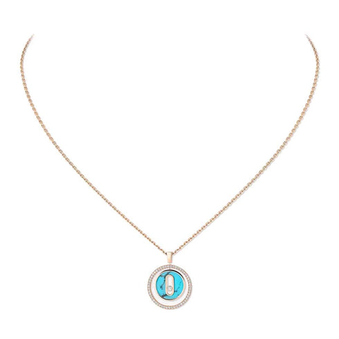 Lucky Move Diamond Necklace in Pink Gold and Turquoise - 2