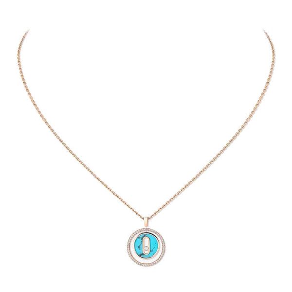 Lucky Move Diamond Necklace in Pink Gold and Turquoise - 2