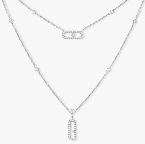 2 Rows Yellow Gold Diamond Pavé Necklace Move Uno - 1