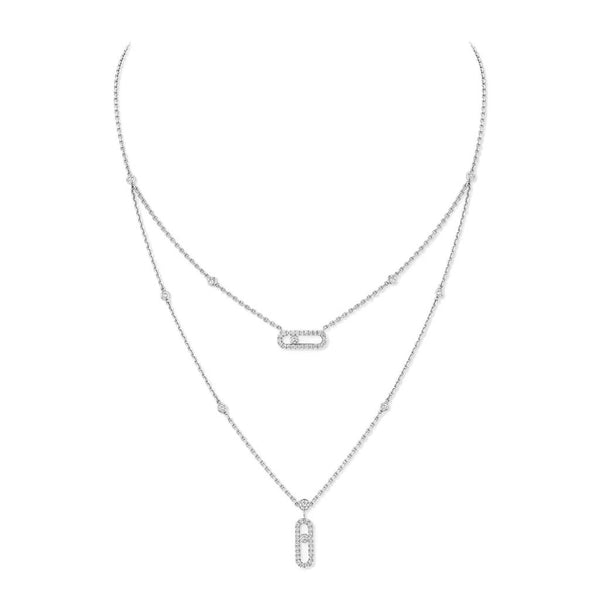 2 Rows Yellow Gold Diamond Pavé Necklace Move Uno - 1