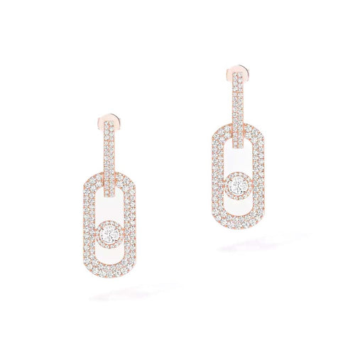 So Move XL Pavé-Set Diamond Pendant Earrings in Yellow Gold - 2