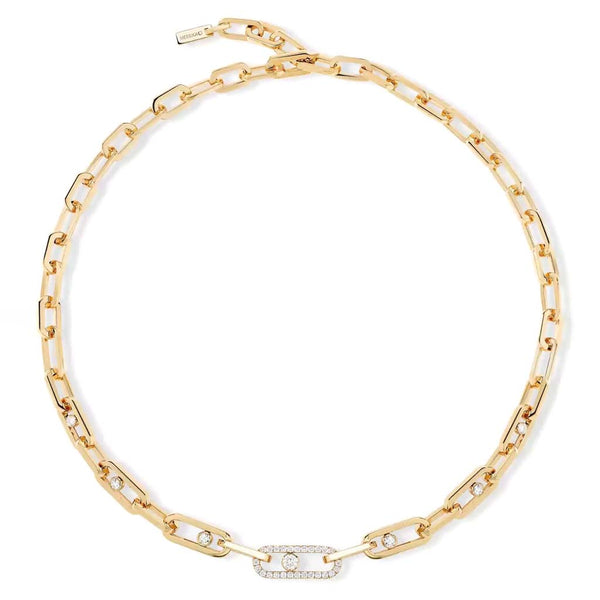 Move Link Diamond Necklace in Yellow Gold - 1