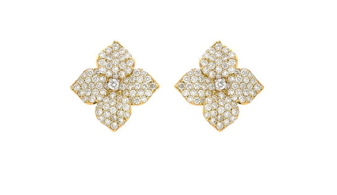 Fiore Large Flower Pavé Diamond Earrings - 2