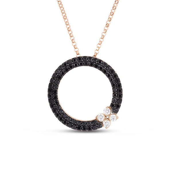 Love In Verona Circle Pave Round Diamond And Black Diamond Pendant - 1