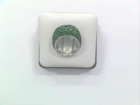 Tsaverite Pave and Emerald Ring - 2