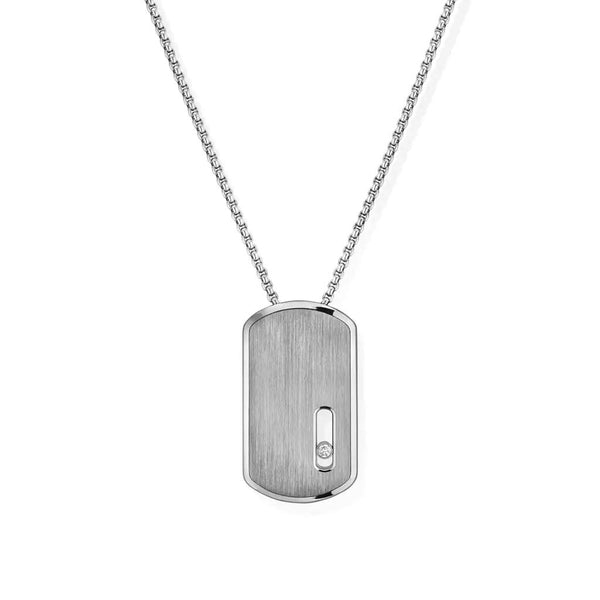 Move Titanium White Diamond and Natural Titanium Pendant Necklace - 1