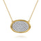 Fiora 14K White and Yellow Gold Pave Diamond Horizontal Oval Pendant Necklace - 1