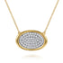 Fiora 14K White and Yellow Gold Pave Diamond Horizontal Oval Pendant Necklace - 1