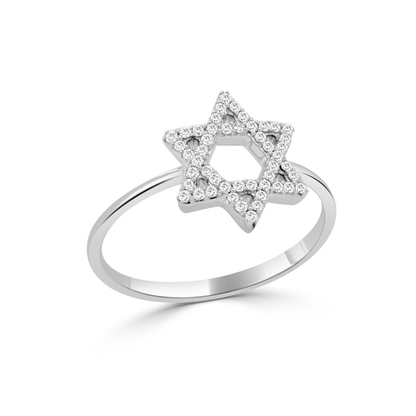 14K Gold Diamond Star Of David Ring - 0.07 CT - 2